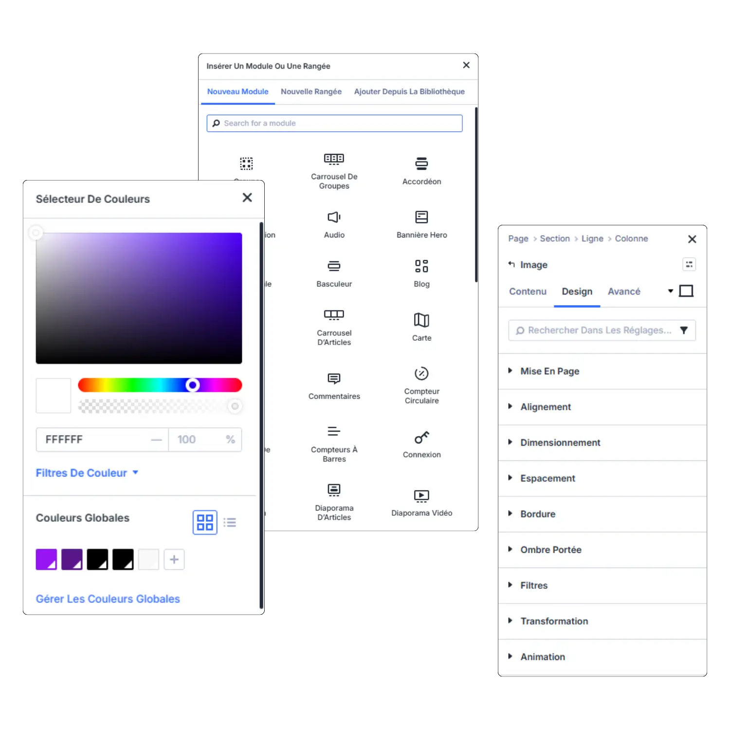 Liste d'options de Divi