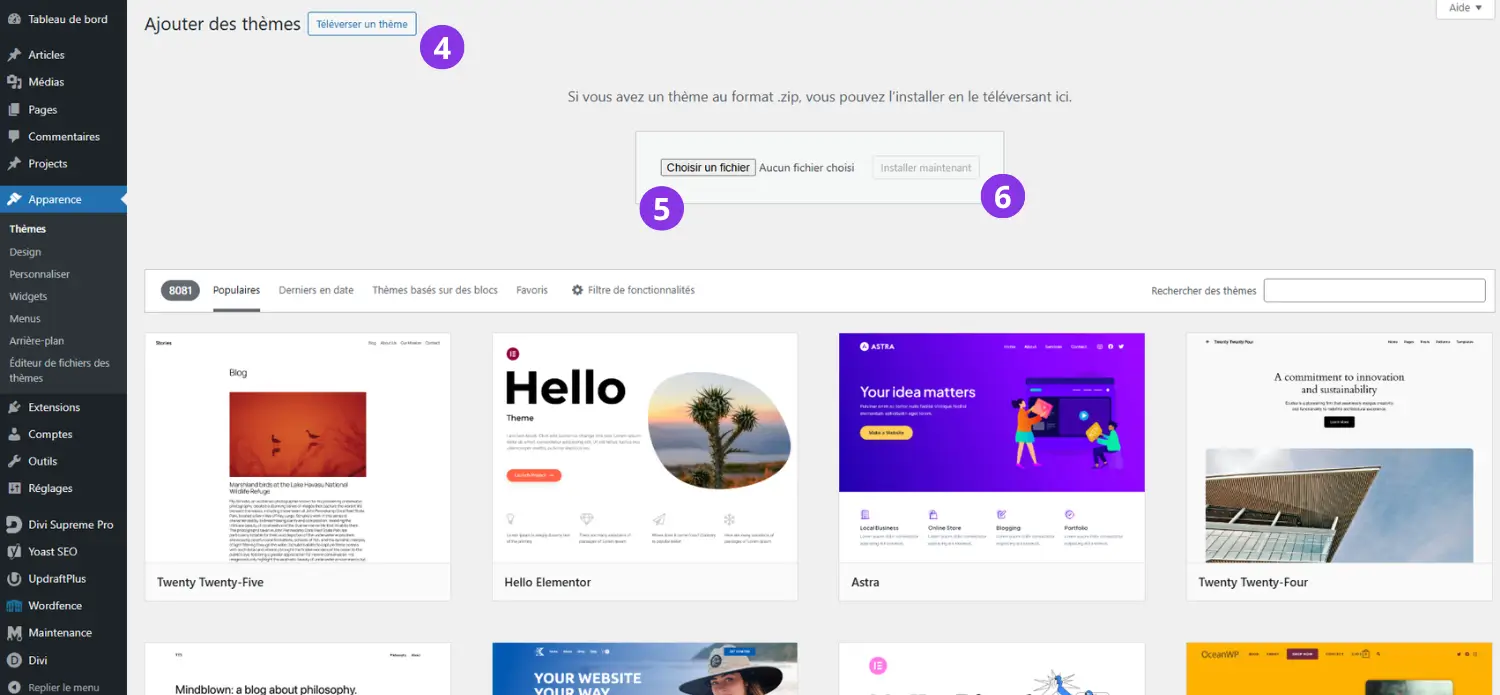 televerser-divi Téléverser le thème Divi